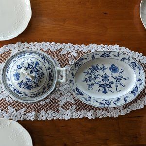 Blue Danube covered casserole and platter